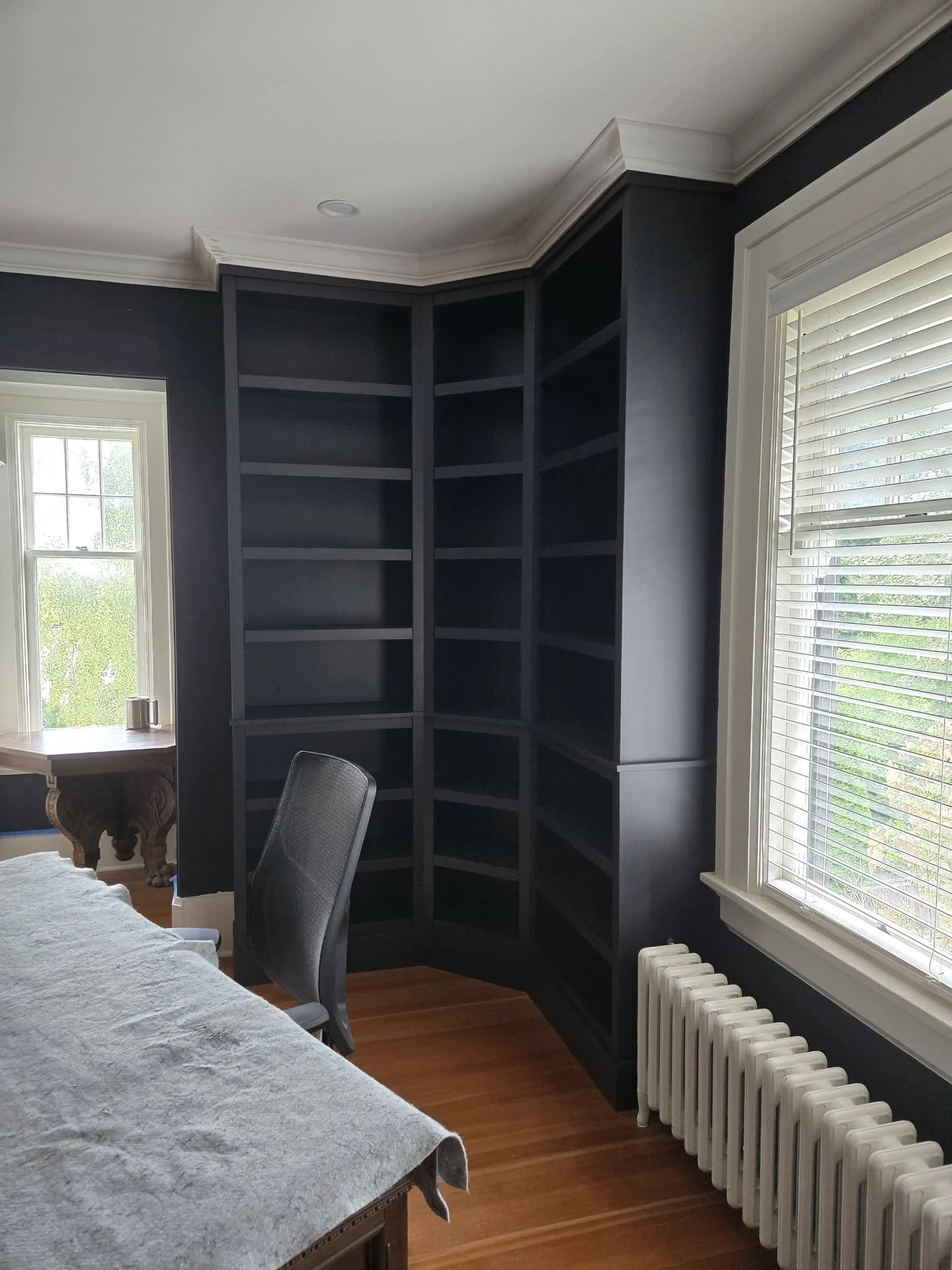 Custom built-in bookcases in a 125-year-old home